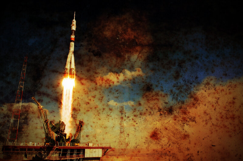 Rocket Launch — Orange, Dramatic, Night, Photograph