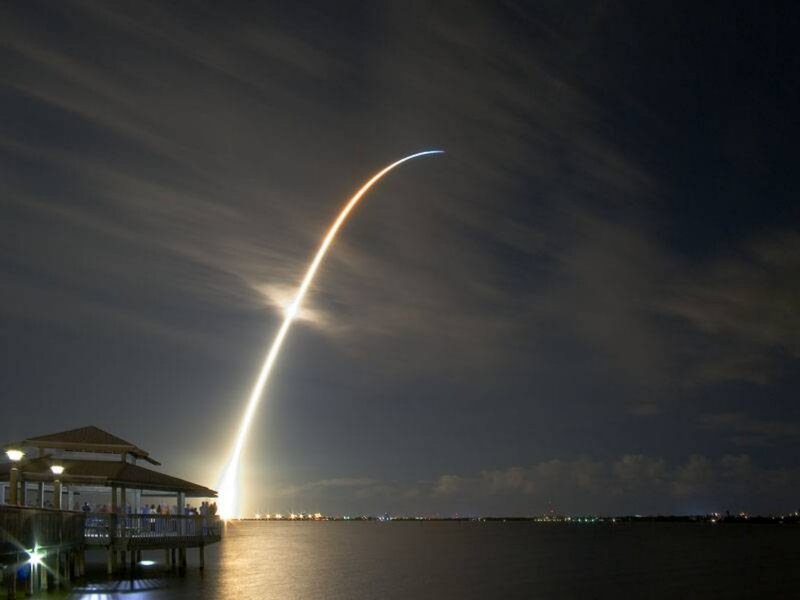 Rocket launch over water