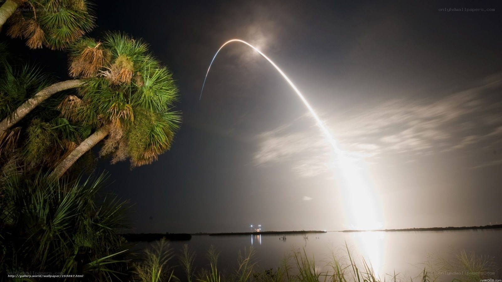 Rocket launch over water