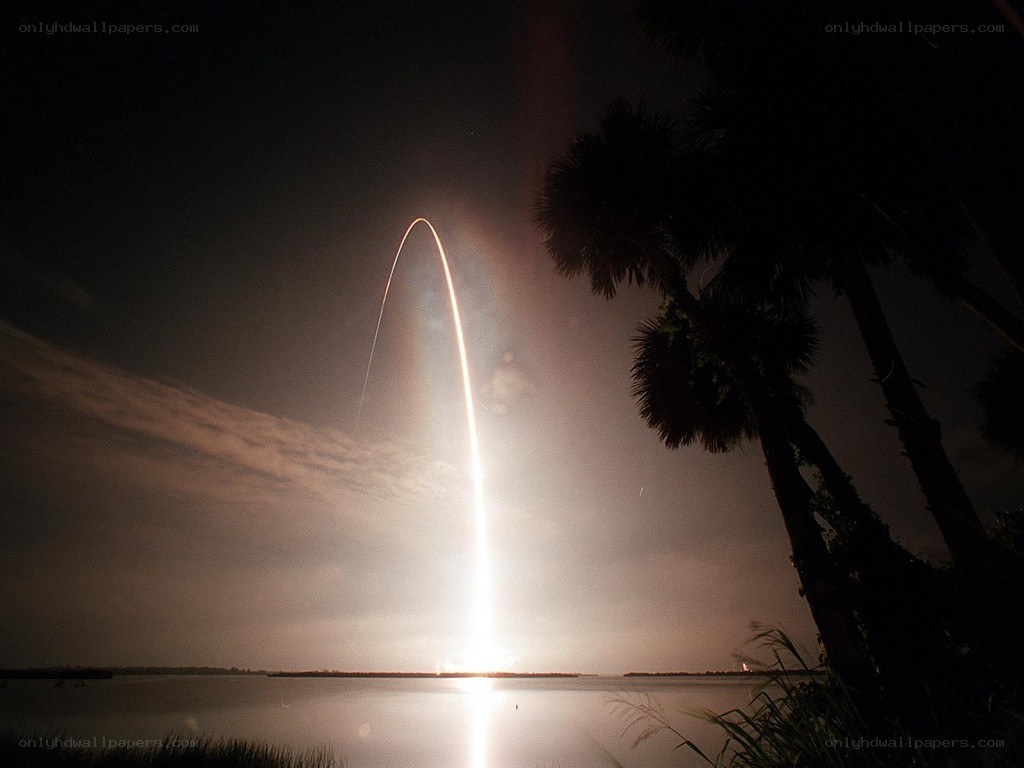 Rocket launch over water