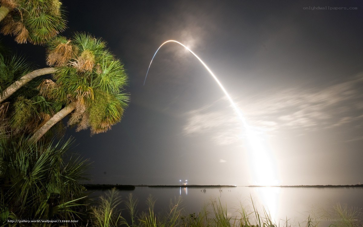 Rocket launch over water