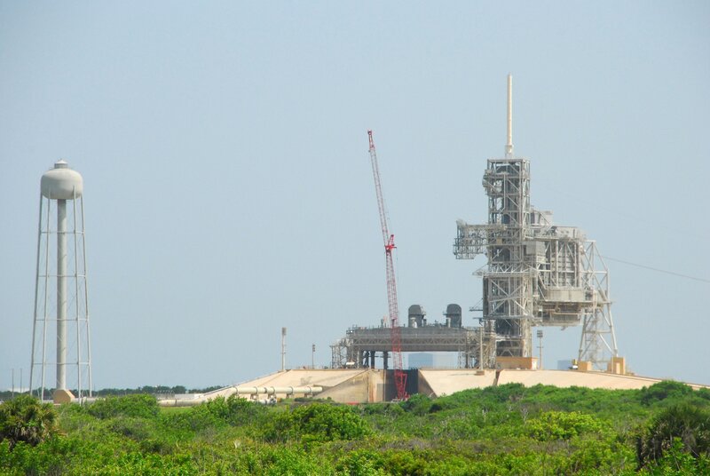 rocket launch pad with crane