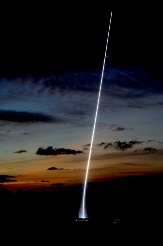 Rocket Launch Trail — Black, Dramatic, Sunset