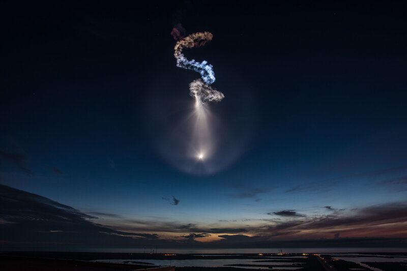 Rocket Launch Trail — Blue, Dramatic, Night