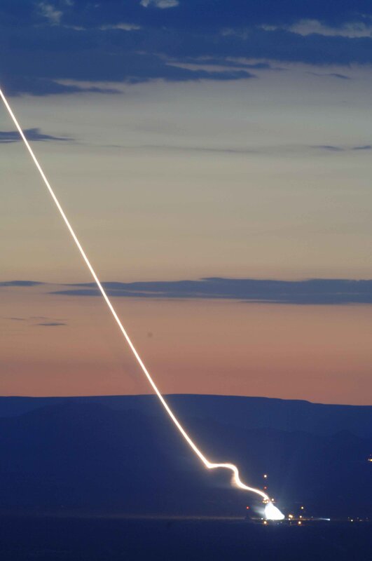 Rocket Launch Trail — Blue, Dramatic, Sunset