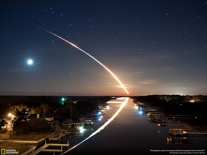 Rocket Launch Trail — Dark Blue, Serene