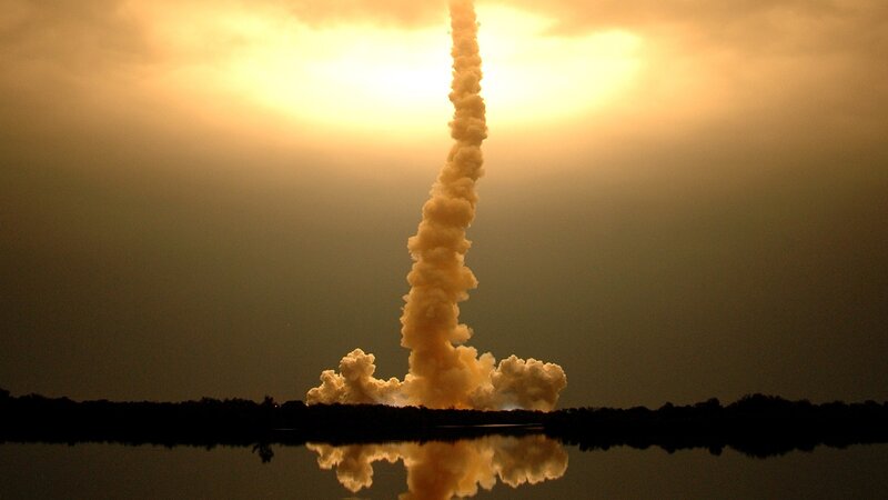Rocket Launch — Yellow, Dramatic, Sunset, Photograph