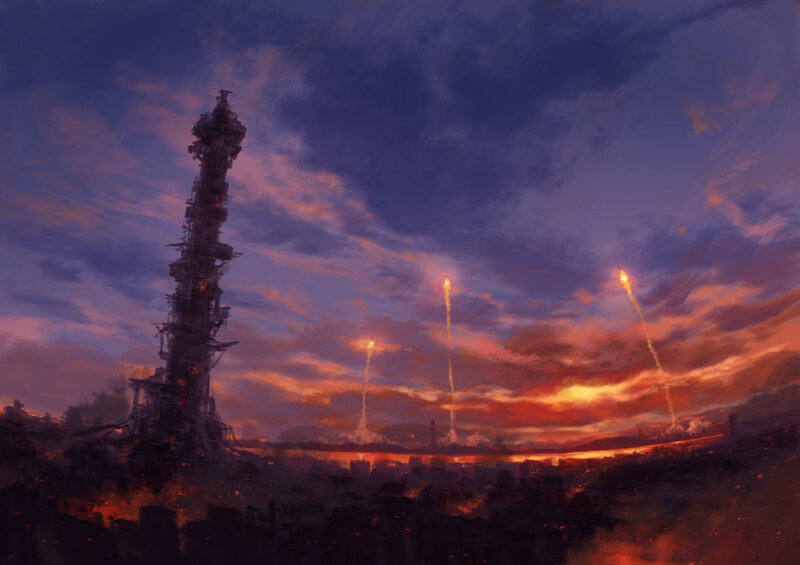 Rocket Launches at Dusk