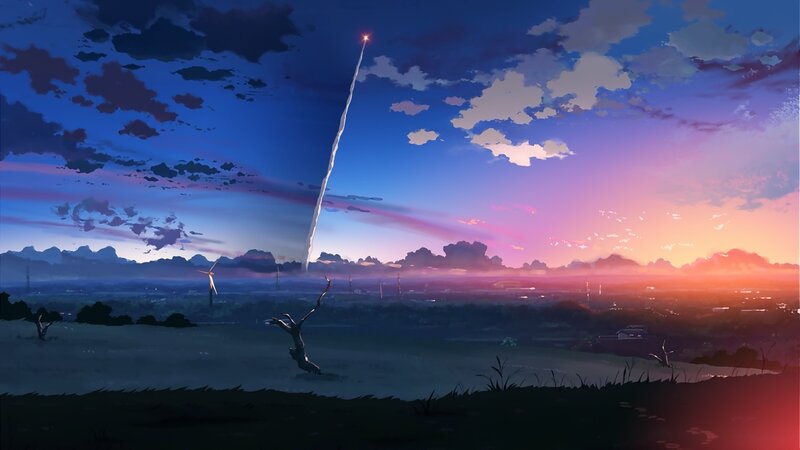 Rocket Launching at Dusk — Blue, Dramatic