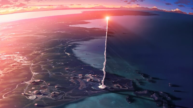 Rocket Launching at Sunset — Pink, Dramatic