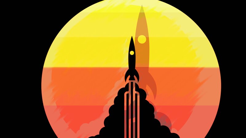 Rocket Launching at Sunset — Yellow