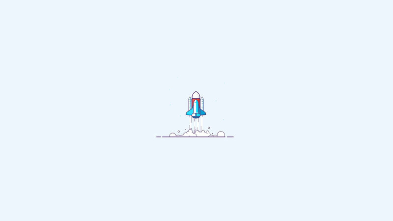 Rocket Launching — Blue, Calm, Vector Art