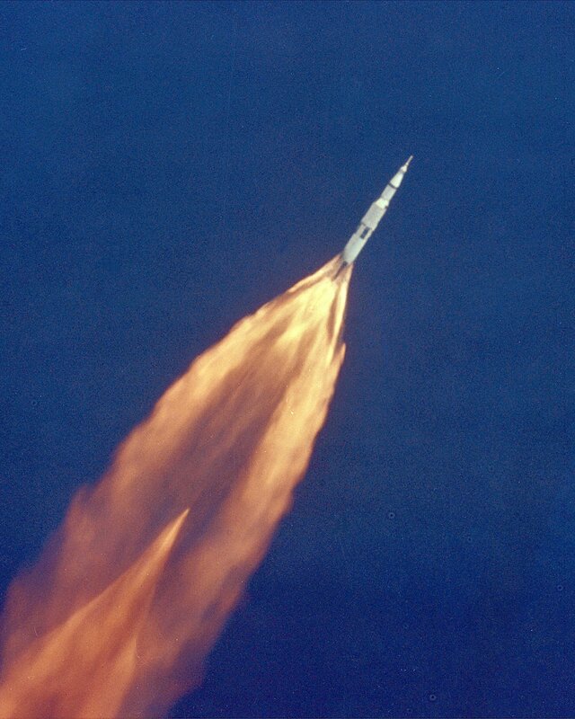 Rocket Launching — Blue, Dramatic, Photograph, Smoke