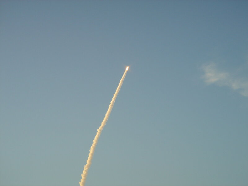 Rocket launching into sky
