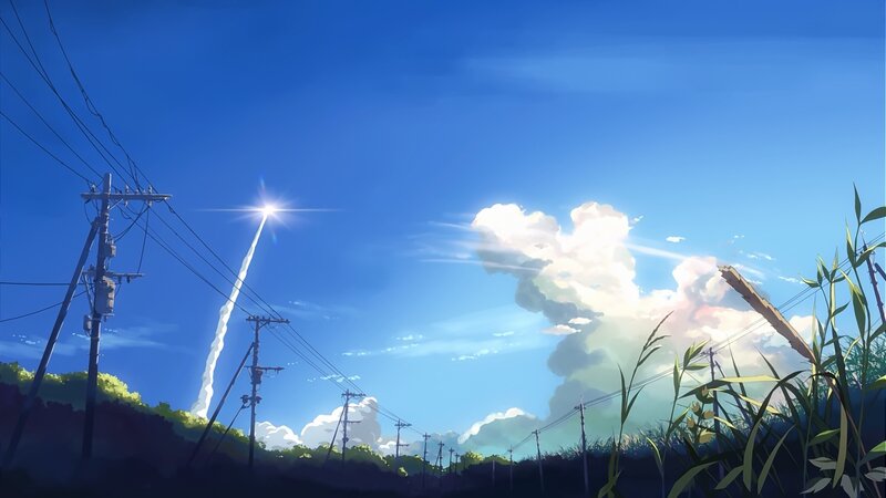 Rocket Launching into Sky — Blue, Serene