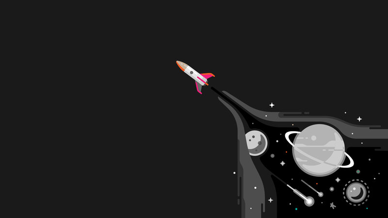 Rocket Launching into Space — Black, Calm, Night
