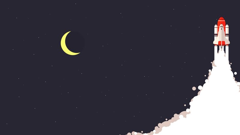 Rocket Launching into Space — Black, Calm