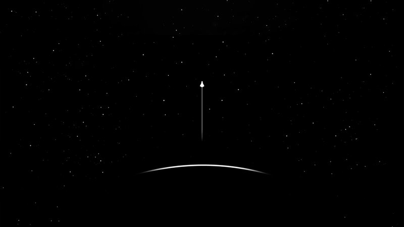 Rocket Launching into Space — Black, Serene