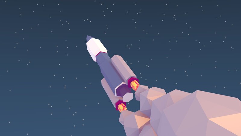 Rocket Launching into Space — Blue, Calm