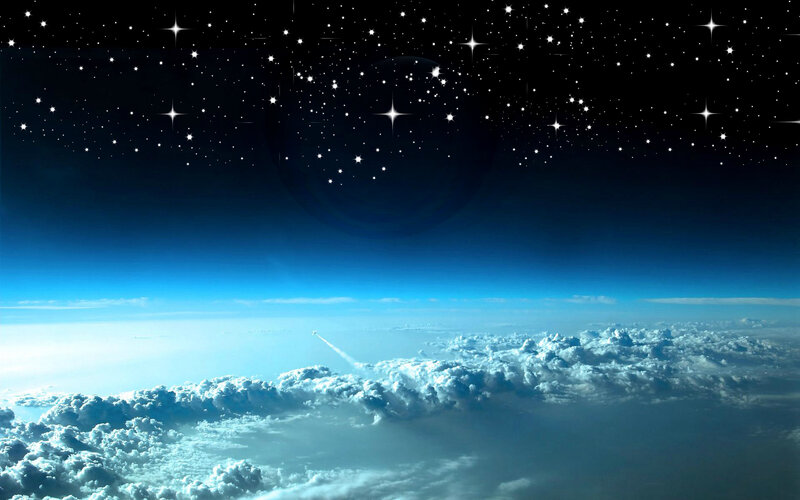 Rocket Launching into Space — Blue