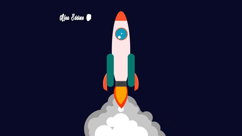 Rocket Launching into Space — Dark Blue
