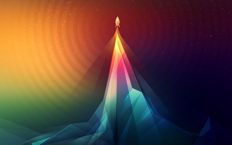 Rocket Launching into Space — Orange, Dramatic, Night