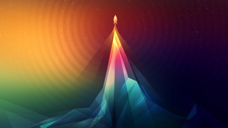 Rocket Launching into Space — Orange
