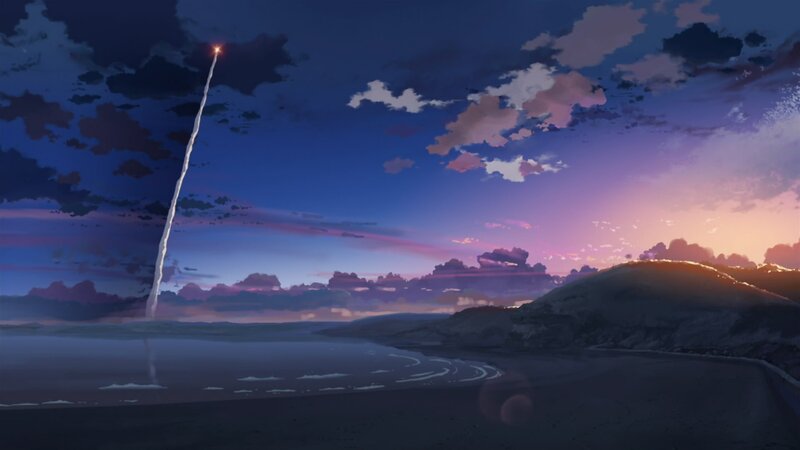 Rocket Launching over Beach — Purple, Serene