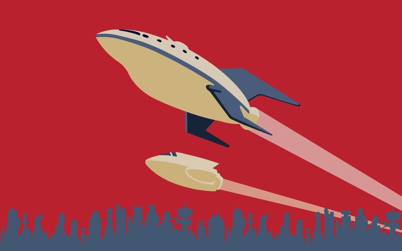 Rocket Launching over City
