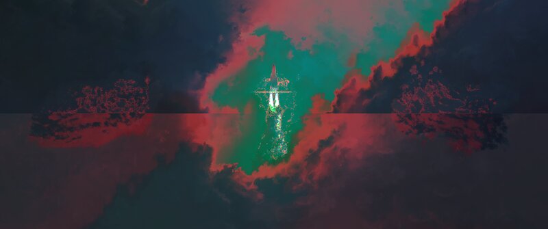 Rocket Launching Through Clouds — Green