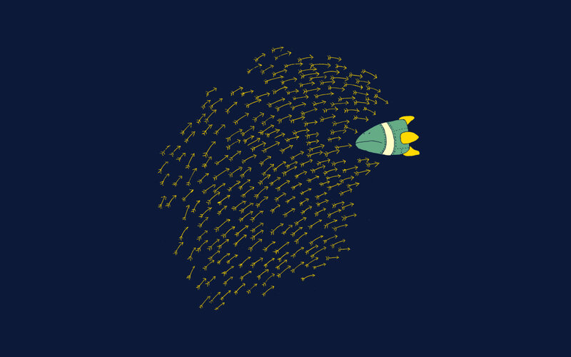 rocket leading a swarm