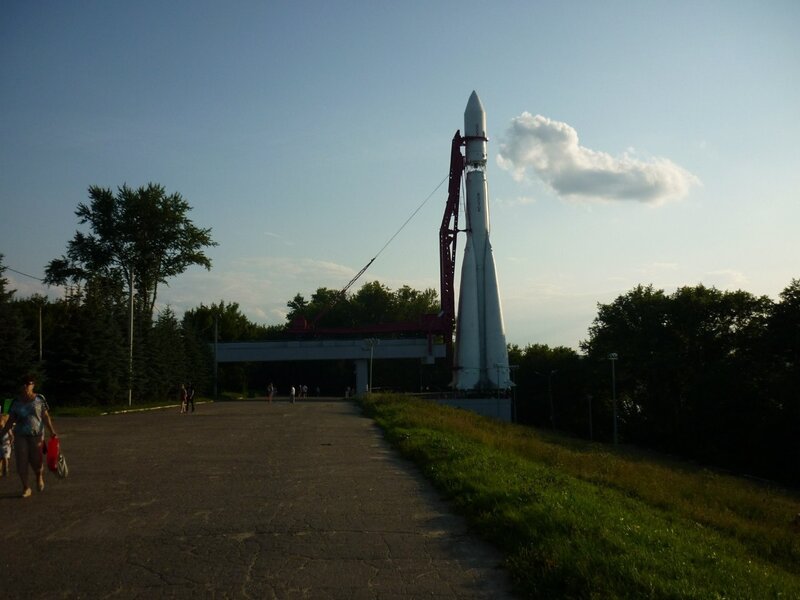Rocket monument at sunset