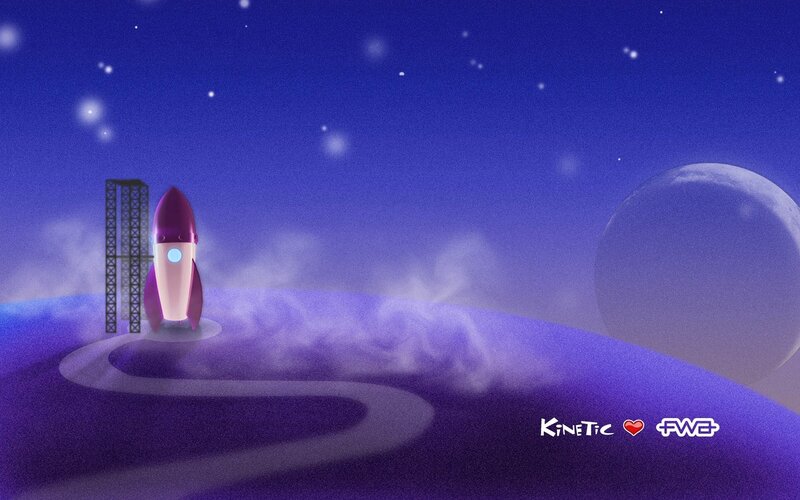 Rocket on a purple planet