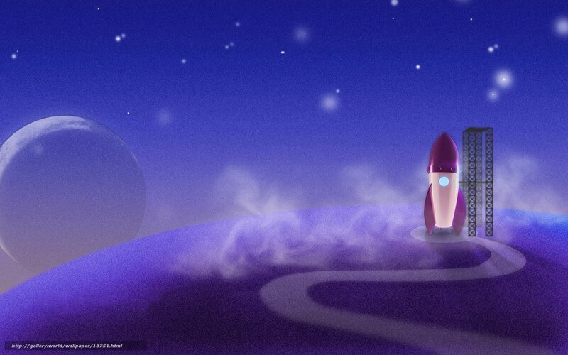 Rocket on a purple planet
