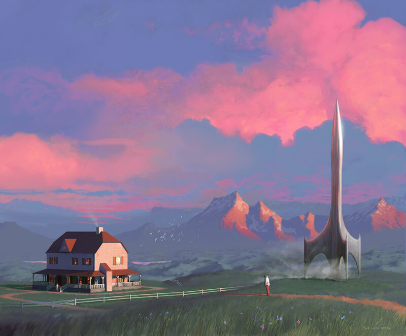 Rocket on a rural hillside