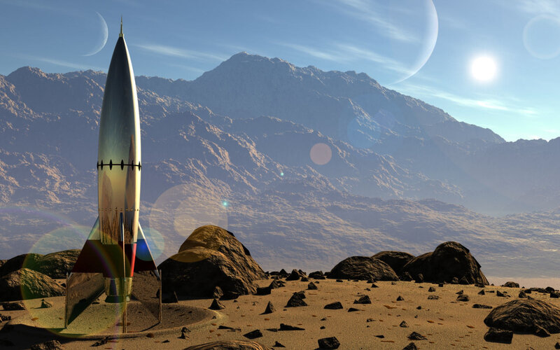 Rocket on alien planet