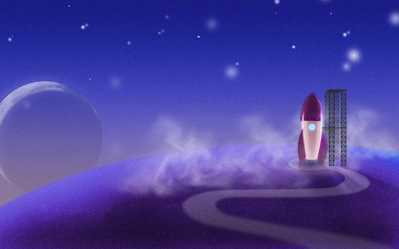 Rocket on alien planet