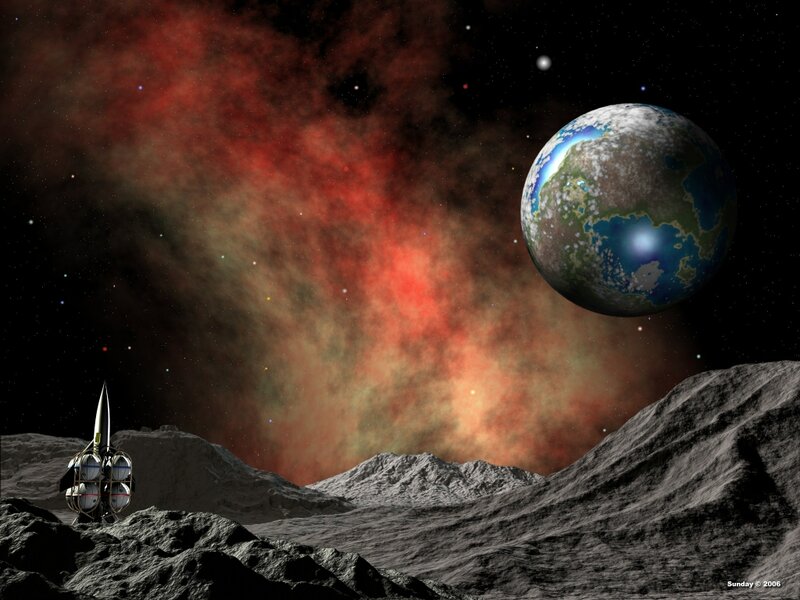 Rocket on Asteroid Surface