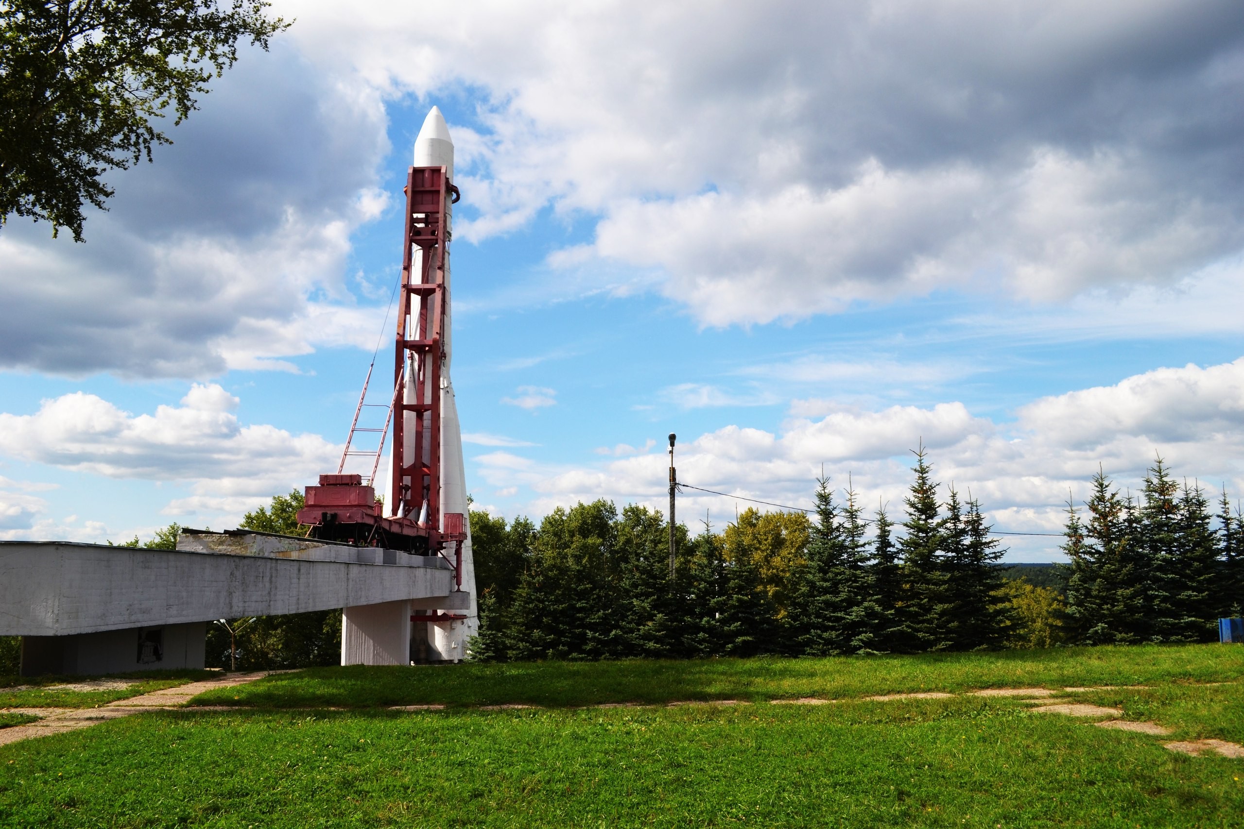 Rocket on display at a museum