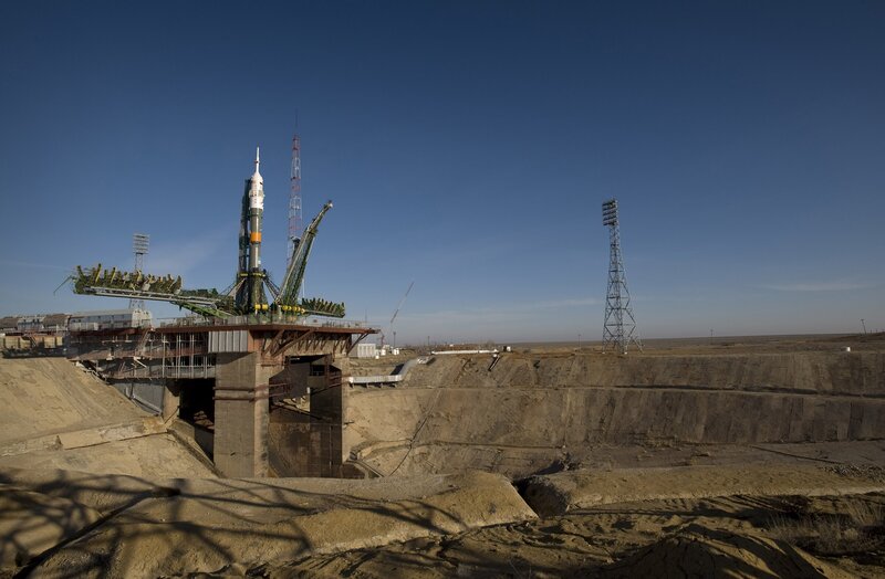 Rocket on Launch Pad — Blue, Dramatic