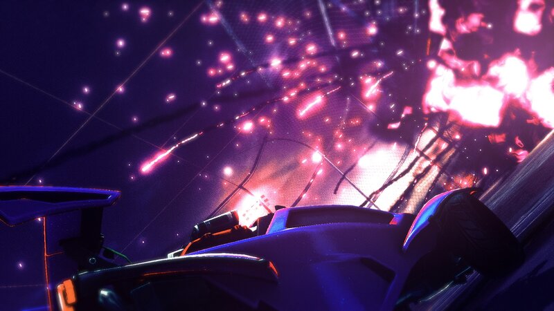 Rocket-powered Car in Arena