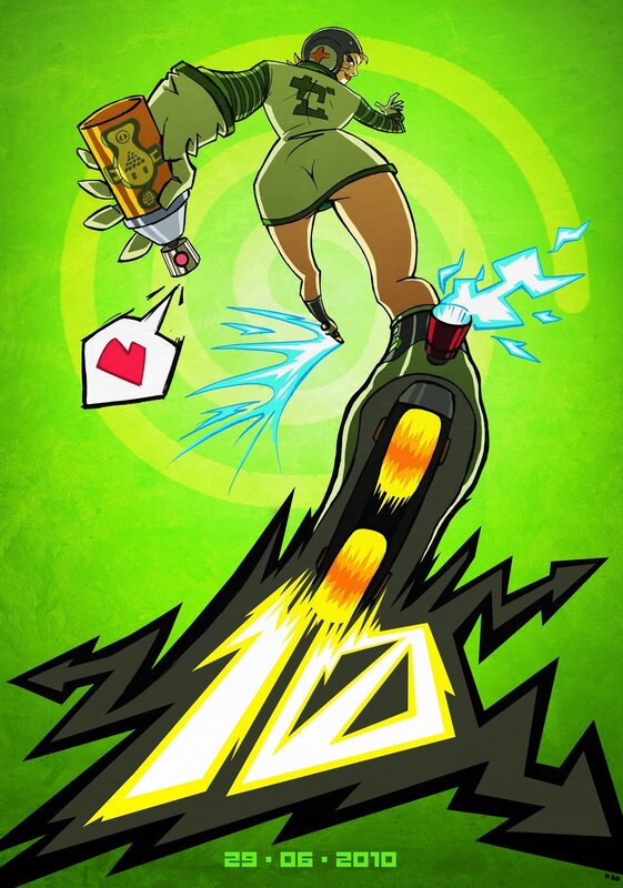Rocket-powered roller derby