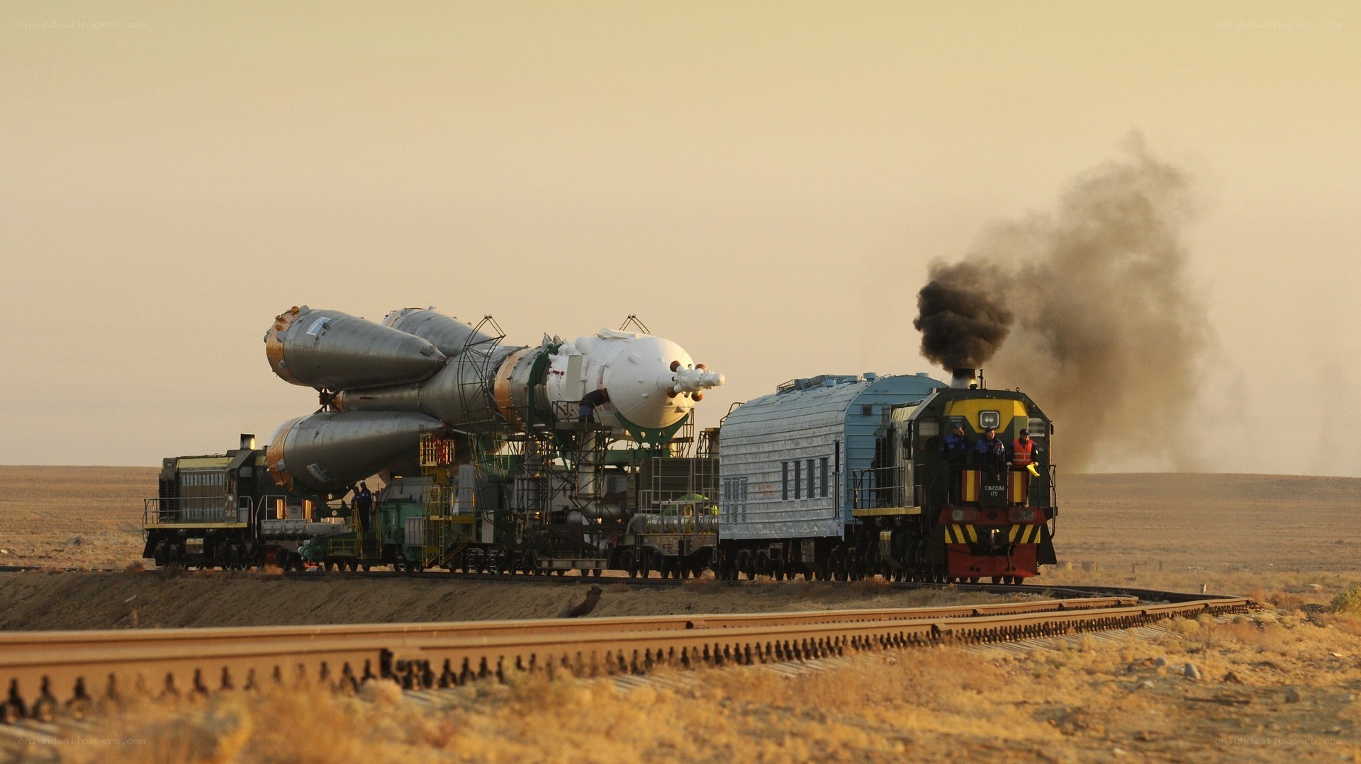 Rocket transported by train