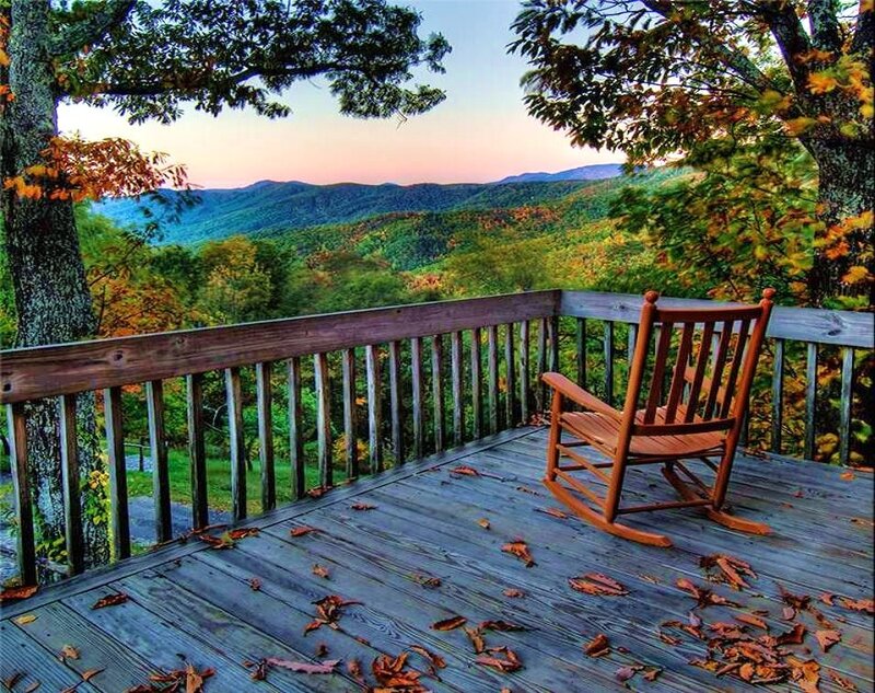 Rocking chair on a mountain deck