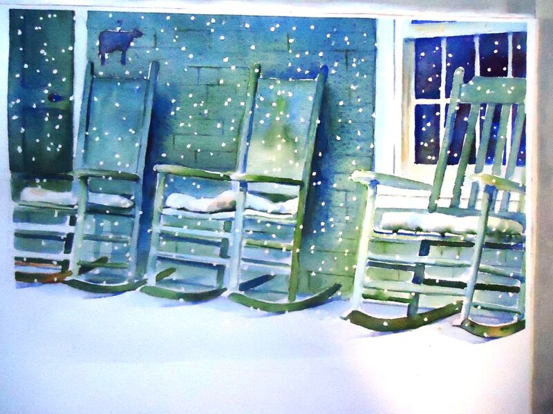 Rocking Chairs in Snow