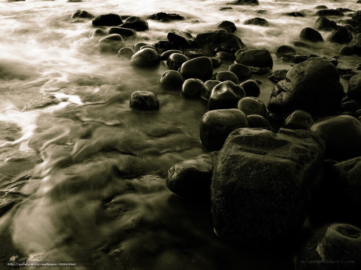 Rocks and flowing water