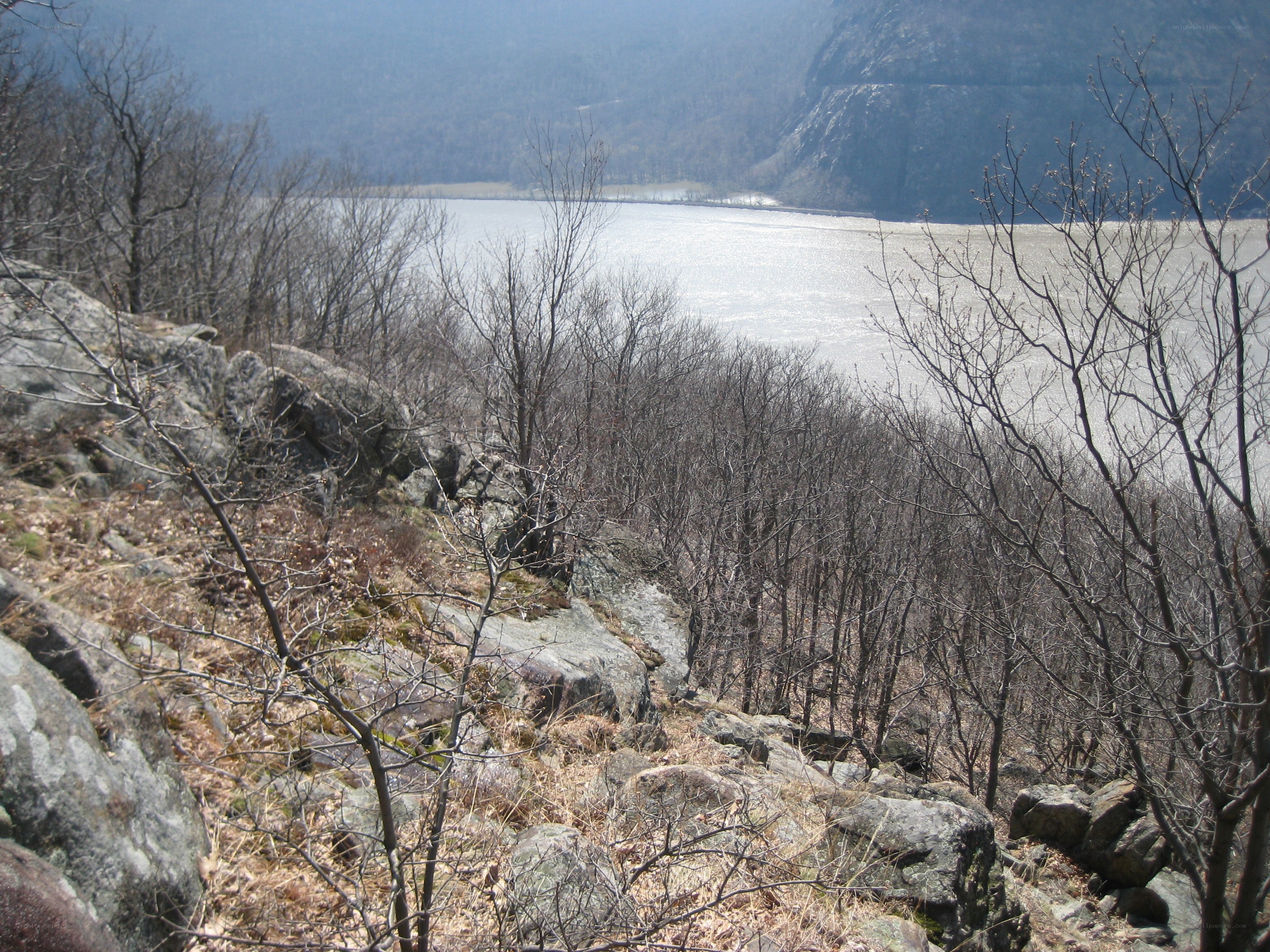 Rocks and river in winter