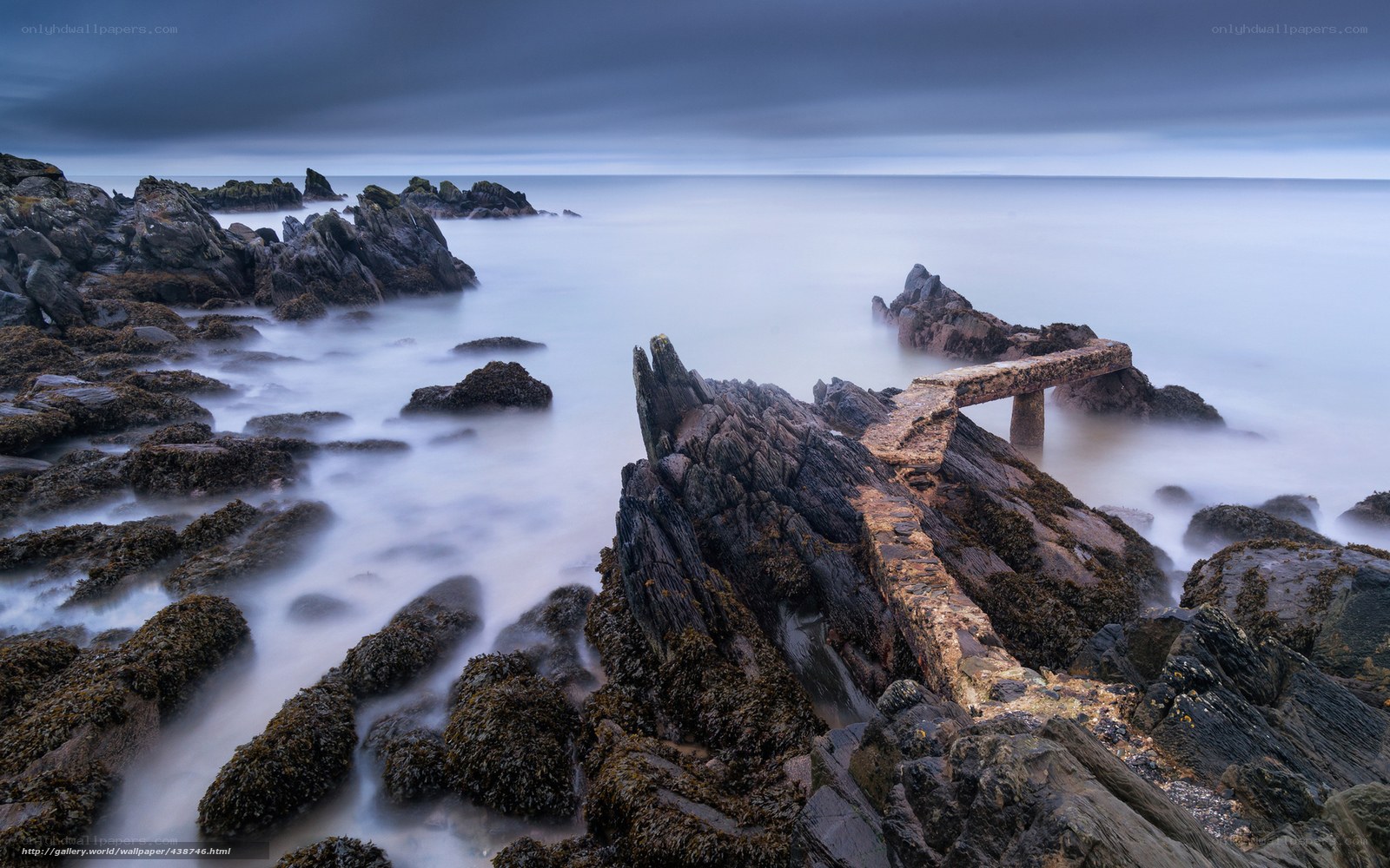 Rocks and sea at dusk