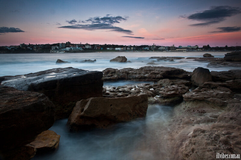 Rocks at Ocean Shoreline — Blue, Serene