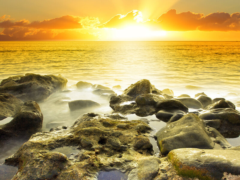Rocks at Ocean Shoreline — Yellow